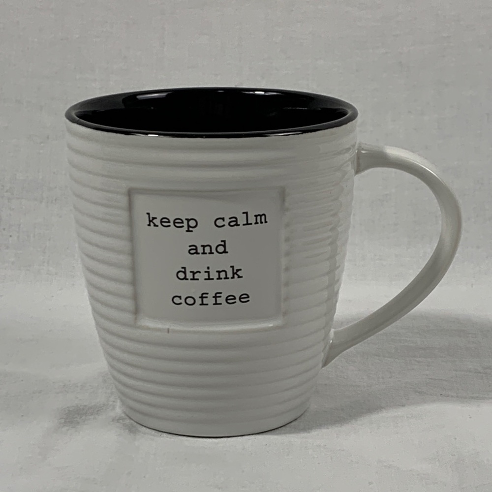 Farmhouse White and Black Large Coffee Mug Minimalist Office